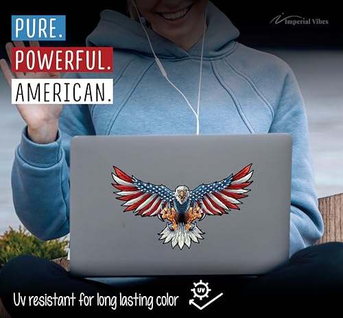 American Eagle Emblem Sticker - Pack of 2 - Waterproof Vinyl Decal for Car, Truck, Van, Laptop and Water Cooler, Indoor and Outdoor Use, Durable Adhesive Sticker - Imp 115