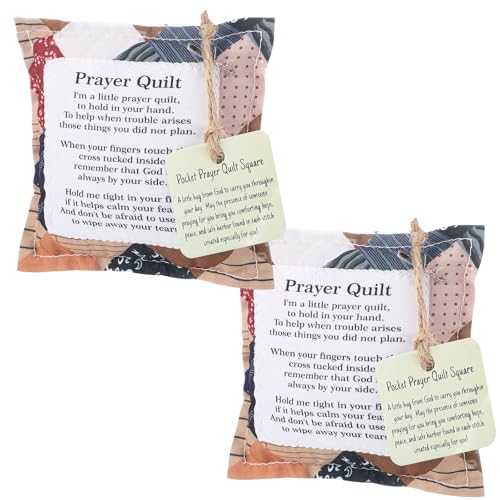 Fanfanwin 2 Pack Prayer Quilt with Cross, Mini Patchwork Scripture, Vintage - style: Vintage