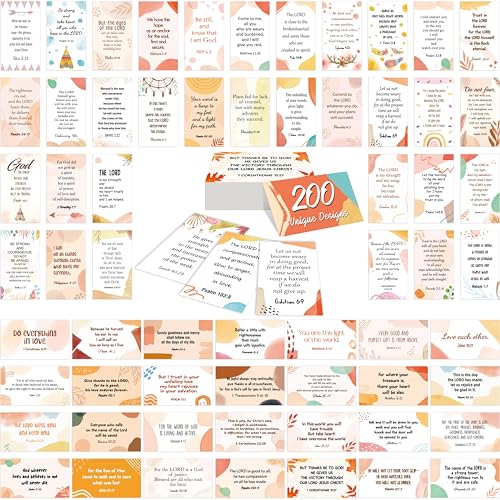 200 PCS Bible Verse Cards, 200 Unique Designs Mini Prayer Cards Boho-Style Motivational Inspirational Quote Cards for Religious Christian Women Woman - style: Boho Style-200pcs