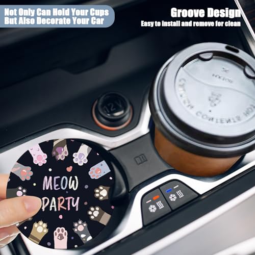 Cat Paws Cup Holders Car Coasters - Meow Absorbent Ceramic Coaster, Drink Cup Holder Coasters, Auto Accessories for Women & Men, Pack of 2 - color: Cat Paws