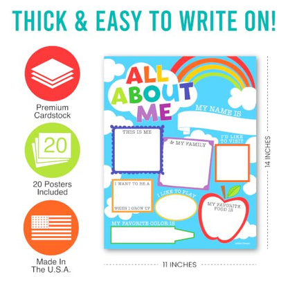 20 All About Me Posters Elementary Classroom Decor, Star Student Poster - color: Blue
