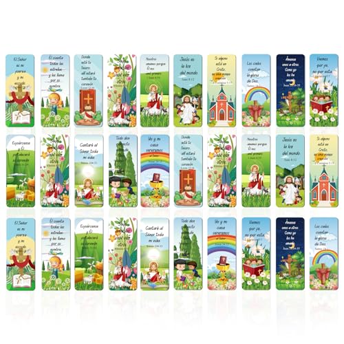 30 Pcs Spanish Christian Magnetic Bookmarks, Religious Bible Verse Magnetic Bookmarks Bulk, Motivational Prayer Magnet Book Markers for Sun Day School Church Reading Bible Study Supplies - color: Spanish Christian
