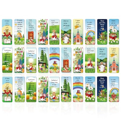 30 Pcs Spanish Christian Magnetic Bookmarks, Religious Bible Verse Magnetic Bookmarks Bulk, Motivational Prayer Magnet Book Markers for Sun Day School Church Reading Bible Study Supplies - color: Spanish Christian