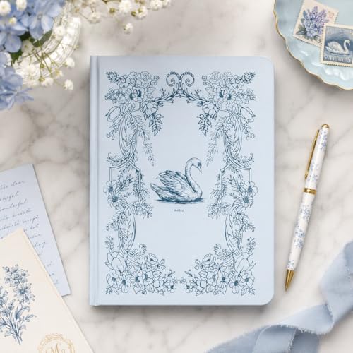 Pearhead Hardcover Journal Notebook 6x8 – Blue Swan College-Ruled Writing Journal with 200 Lined Pages for Notes, Work & Journaling - color: Blue Swan Notes Journal