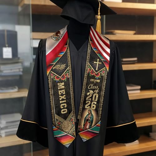 Mexico Graduation Sash, Cross Graduate Stole, Class Of 2026, Mexican Stole - color: Ds 03