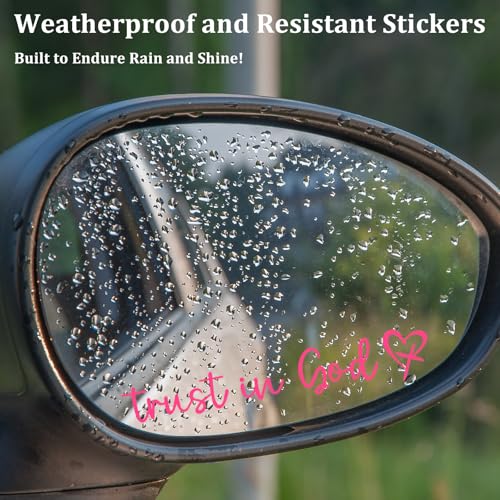 3Pcs Trust In God Mirror Stickers, Jesus Christian Decals for Car (Pink) - color: Pink Trust in God