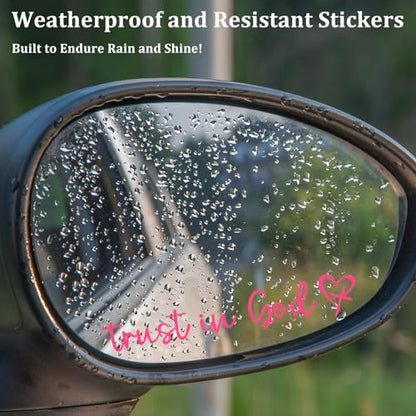 3Pcs Trust In God Mirror Stickers, Jesus Christian Decals for Car (Pink) - color: Pink Trust in God
