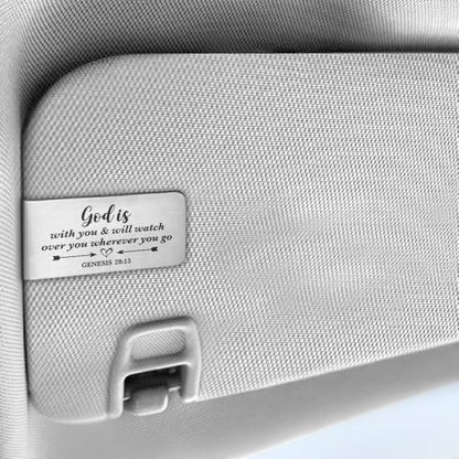 Genesis 28:15 Car Visor Clip, Christian Car Accessories for Men - color: Silver29