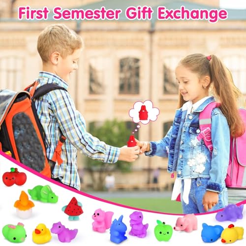 HINZER 130PCS Mochi Squishy Toys Party Favors Kids Kawaii Mini Squishies