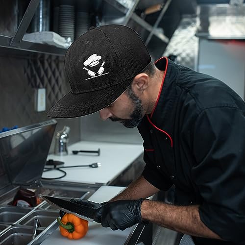 Chef Hat Flat Bill Hats for Men Funny Double Knives Kitchen Adjustable Baseball Cap Snapback Hat for Women - color: Double Knives