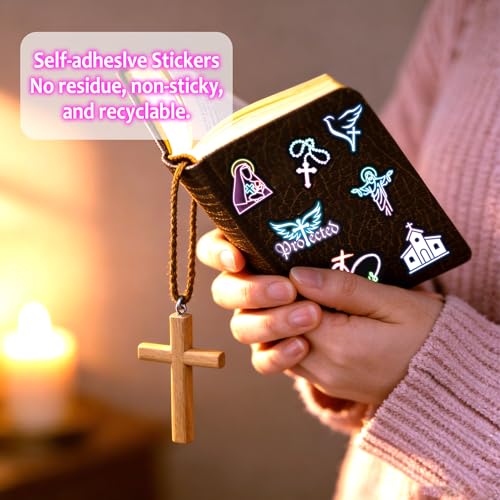 50 Pcs Glow in The Dark Neon Christ Bible Water Bottle Stickers - color: Luminescent-480kscp