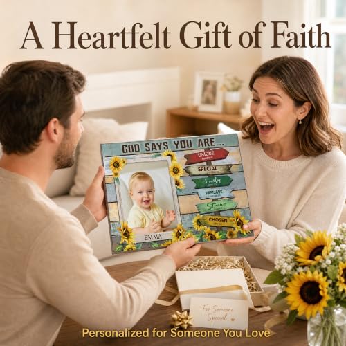 Ipplee Custom Signs Wall Art Photo Frame, God Says You Are Sunflower - color: Design06