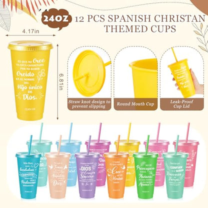 Hollowfly 12 Set/48 Pcs Spanish Christian Gifts for Women, Pastel - color: Pastel
