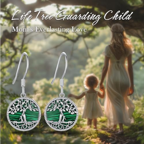Vito Moonstone Turquoise Drop Earrings for Women, 925 Sterling Silver Hooks - style: Malachite Tree-1