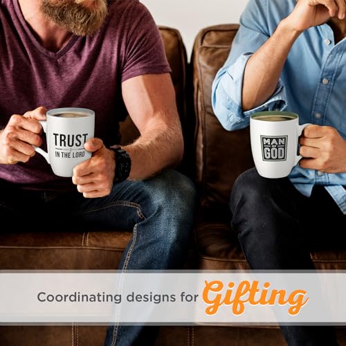 Christian Art Gifts Inspirational Ceramic Coffee & Tea Scripture Mug for Men - color: White & Green/Man of God, size: 12 Ounces