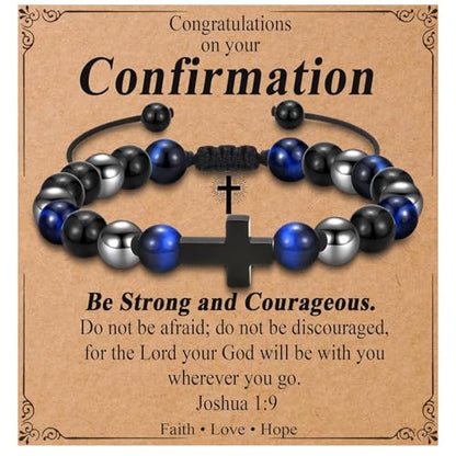 Teen Boy Gifts Cross Bracelet First Communion Baptism Confirmation Gifts for Boys Christian Jejus Jewelry for Teenage Easter Stuffers - style: Confirmation Gift