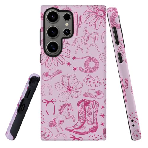 Compatible with Samsung Galaxy S23 Ultra,2-in-1 Frosted Phone Cover Shockproof Case - Aesthetic Western Cowgirl Pink - color: Aesthetic Western Cowgirl Pink, size: Samsung Galaxy S23 Ultra
