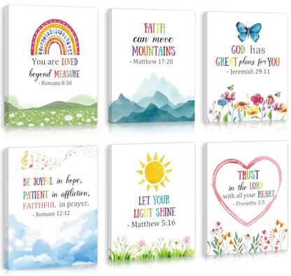 HOURIA Framed Kids Rainbow Religious Christian Wall Art (6pcs,8“X10” - color: Bible wall art, size: 8X10inches