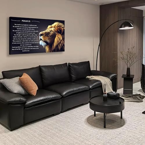 GFGVZLSK Lion of Judah Psalm 23 Canvas Wall Art 16x24 in - color: Psalm 23, size: 24"L x 16"W