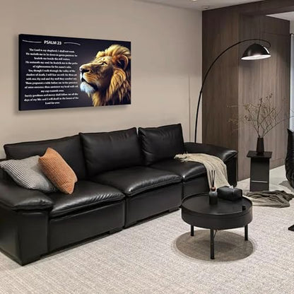 GFGVZLSK Lion of Judah Psalm 23 Canvas Wall Art 16x24 in - color: Psalm 23, size: 24"L x 16"W