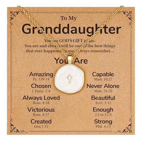 Cross Necklace for Granddaughter Daughter Jewelry Gifts - color: White, style: Granddaughter