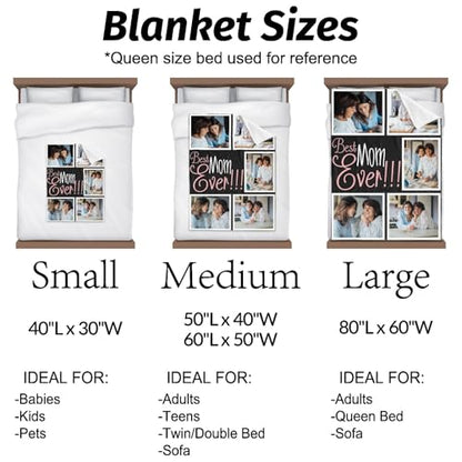 inkArts Custom Mom Blanket with 5 Photos Personalized Blanket with Pictures Customized Throw Gifts for Mom Grandma Photo Throw Blanket for Birthday Mother's Day, 15 Colors Available - color: 5 Photo-4