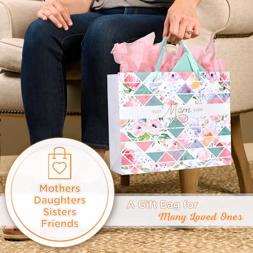 Christian Art Gifts Large Gift Bag for Mom with Card & Tissue, Gold - color: Best Mom/Multi, style: Large Landscape