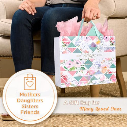 Christian Art Gifts Large Gift Bag for Mom with Card & Tissue, Gold - color: Best Mom/Multi, style: Large Landscape