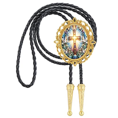 GelConnie Gothic Bolo Tie for Men Women 3D Art Western Cowboy Necktie - color: Cross Bolo Tie-no Luminous