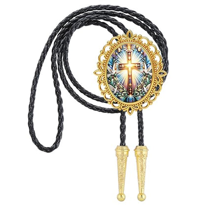 GelConnie Gothic Bolo Tie for Men Women 3D Art Western Cowboy Necktie - color: Cross Bolo Tie-no Luminous