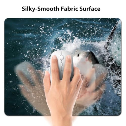 Shark Mouse Pad, Wild Animal in The Sea Attacking Scary Print Mat for Desk - color: Cute Colorful Art Rec31