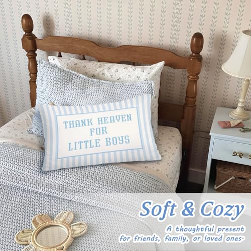 Blue Heaven for Little Boys 12x20 Pillow Cover Newborn Gifts - color: Thank Heaven for Little Boys-b-12x20