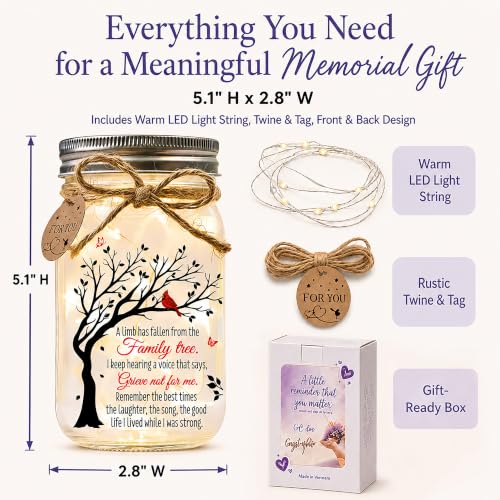 Sympathy Gifts for Loss of Loved One, Cardinal Memorial Gift, Mason Jar - color: Cardinal Memorial