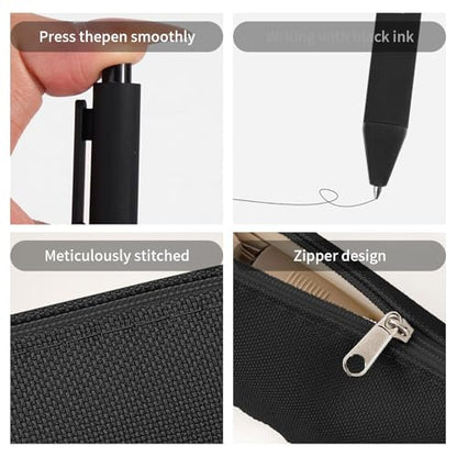 Christian Gift Set, Prayer Notebook and 10 Bible Pen Set with Sticky Notes & Pencil Case, Inspirational Christian Journaling Supplies, Faith Based Gifts for Women Men, Black - color: Black