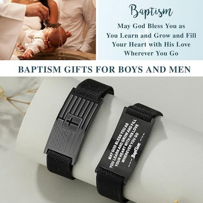 AryaHozel American Flag Cross Bracelet, Christian Gifts for Men Boys - style: Baptism