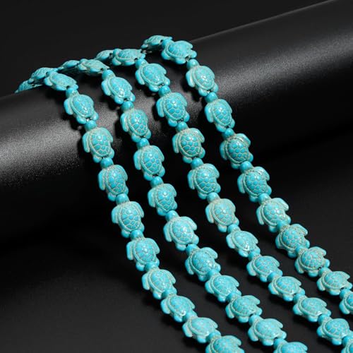 100Pcs Blue Turquoise Turtle Gemstone Loose Spacer Beads for Jewelry Making - color: Blue Turtle 14x18mm