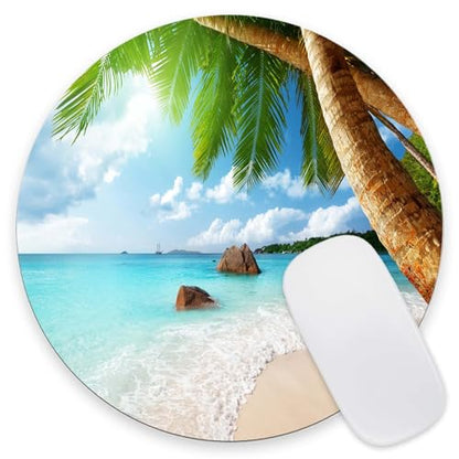 Tropical Palm Tree Round Mouse Pad,Non-Slip Rubber Base Wireless Gaming MousePads for Computers Laptop Office,Cute Mouse Pads with Designs for Women Men 7.9×7.9×0.12 inches - color: Tropical Palm Tree