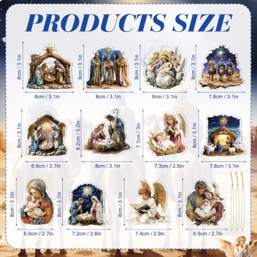 Wenqik 12 Pcs Christmas Nativity Scene Ornaments for Tree Acrylic,Classic - style: Classic