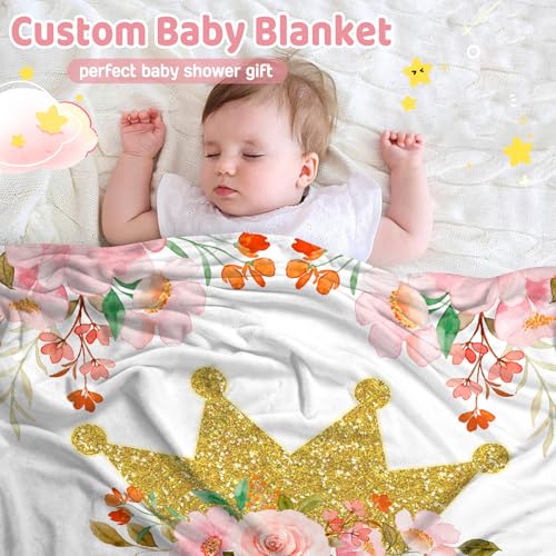 Personalized Baby Crown Blanket for Girls with Name - color: Crown