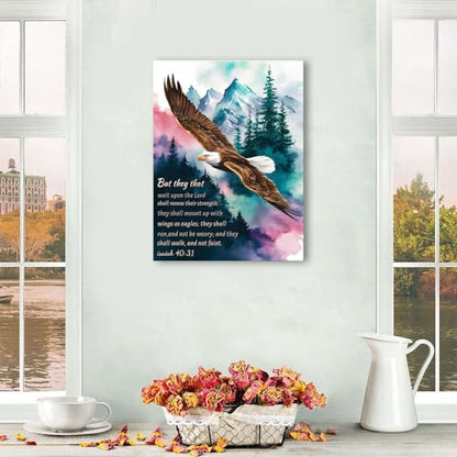 Christian Wall Art Eagle Pictures Isaiah 40 31 Bible Verse Wall Art 12x16" - color: Christian01, size: 16"L x 12"W