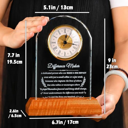 Arikyrist Difference Maker Glass Clock Thank You Gifts for Women Men - color: Difference Maker
