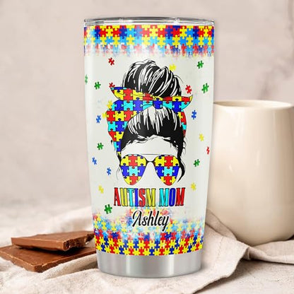 DORRIS Personalized Autism Awareness Tumbler 20oz 30oz Stainless Steel Insulated Cups Travel Coffee Mug Gifts for Warrior Mom Mother - color: Autism