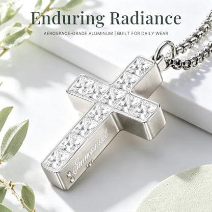 Cross Necklace for Women & Men – NFC Interactive Christian Prayer Necklace - color: Sliver