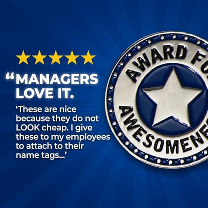TCDesignerProducts Award for Awesomeness Blue/Silver Appreciation Award Pins, 12 Count