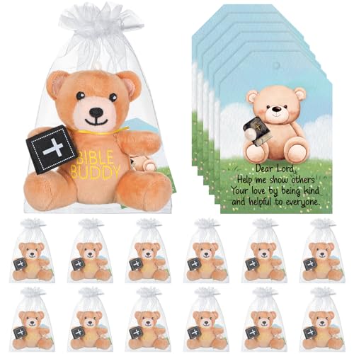 Silipull 12 Pcs Bible Prayer Buddies Stuffed Bears Religious Plush Gifts - style: Prayer Buddies