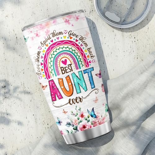Auntie, Aunt Gifts, Tumbler 20 Oz With Lid And Straw, Best Aunt Like Mother - color: Aunt