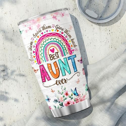 Auntie, Aunt Gifts, Tumbler 20 Oz With Lid And Straw, Best Aunt Like Mother - color: Aunt