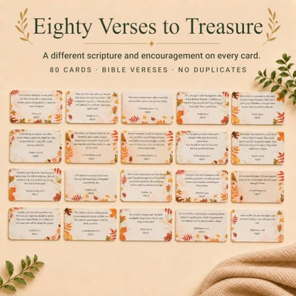 80 Unique Bible Verse Cards - Mini Scripture Cards for Women - color: Autumn