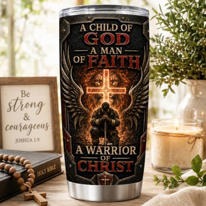 Personalized Christian Gifts For Men - A Child Of God Religious Faith Warrior Tumbler V11 - Man Of Faith Christ Bible For Dad, Husband, Grandpa on Fathers Day, Christmas, Birthday - color: CH-VAR-11