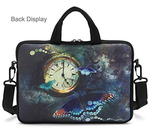 RICHEN 11 11.6 12 12.5 13 inches Chromebook/Notebook PC Messenger Bag Travel Case Neoprene Handle Sleeve with Shoulder Strap (11-13.3 inch, Clock &Butterfly) - color: Clock & Butterfly, size: 11-13.3 inch